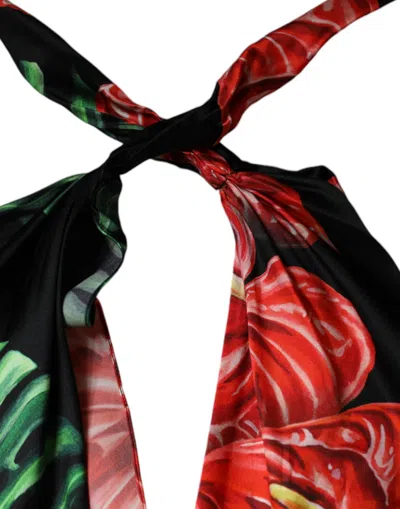 Pre-owned Dolce & Gabbana Black Tropical Floral Sheath Maxi Women's Dress ()