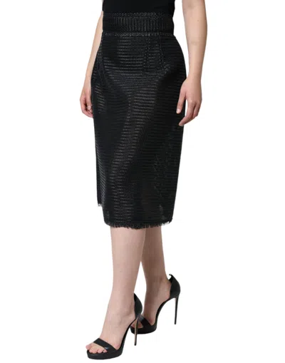 Dolce & Gabbana Black Viscose High Waist Pencil Cut Skirt In Black