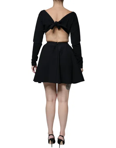 Dolce & Gabbana Black Viscose Cut Out A-line Long Sleeves Mini Women's Dress In Black