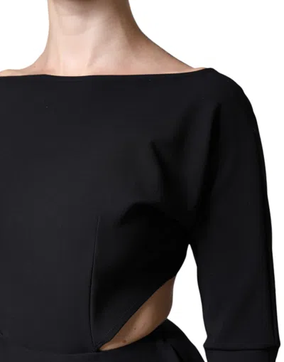 Dolce & Gabbana Black Viscose Cut Out A-line Long Sleeves Mini Women's Dress In Black