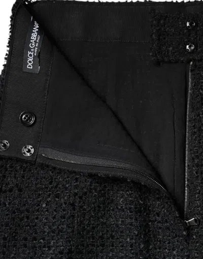 Dolce & Gabbana Black Virgin Wool Pencil Cut Midi Skirt In Black