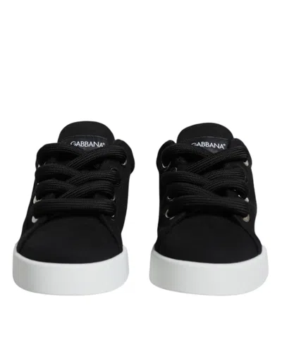 Dolce & Gabbana Black White Portofino Low Top Sneakers Women's Shoes In Black And White