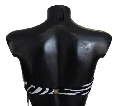 Dolce & Gabbana Black White Zebra Bandeau Swimwear Bikini Women's Top In Black And White