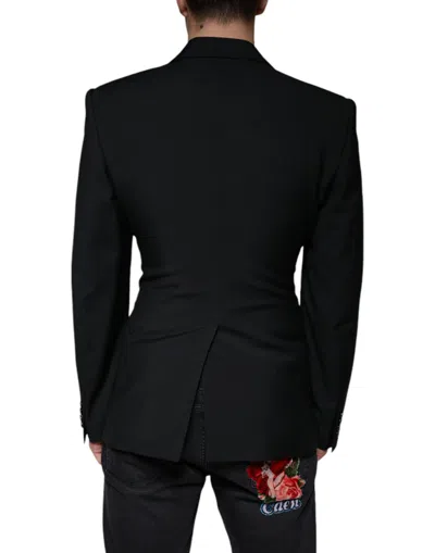 Dolce & Gabbana Black White Single Breasted Dress Blazer In Black