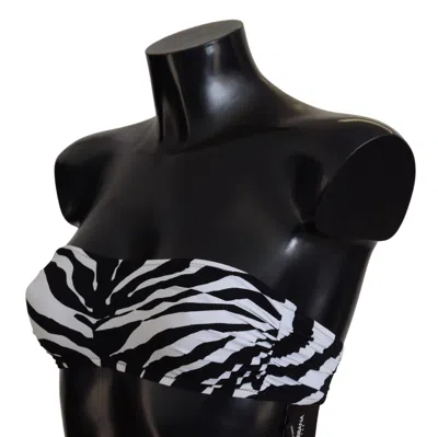 Dolce & Gabbana Black White Zebra Bandeau Swimwear Bikini Women's Top In Black And White