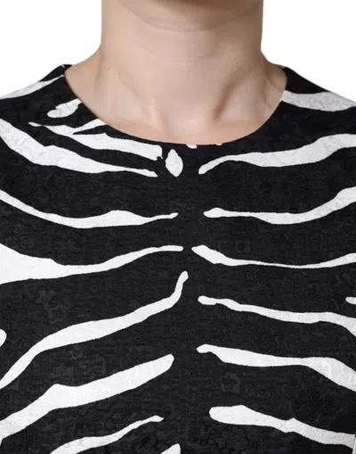Dolce & Gabbana Black White Zebra A-line Sheath Mini Dress In Black And White