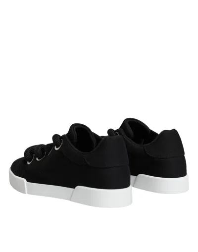 Dolce & Gabbana Black White Portofino Low Top Sneakers Women's Shoes In Black And White