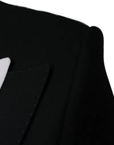 Dolce & Gabbana Black White Single Breasted Dress Blazer In Black