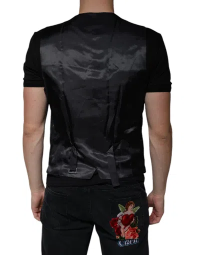 Pre-owned Dolce & Gabbana Black Wool Waistcoat Dress Formal Men's Vest ()