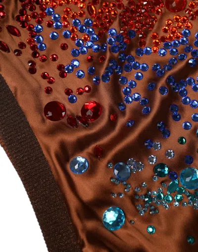 Pre-owned Dolce & Gabbana Brown Crystal Embellished Sleeveless Tank Women's Top ()