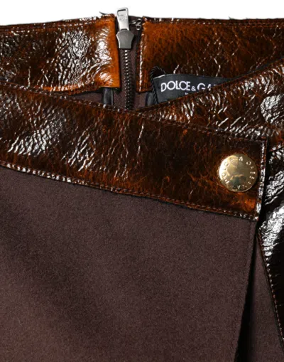 Dolce & Gabbana Brown Virgin Wool Mid Waist A-line Mini Skirt In Brown