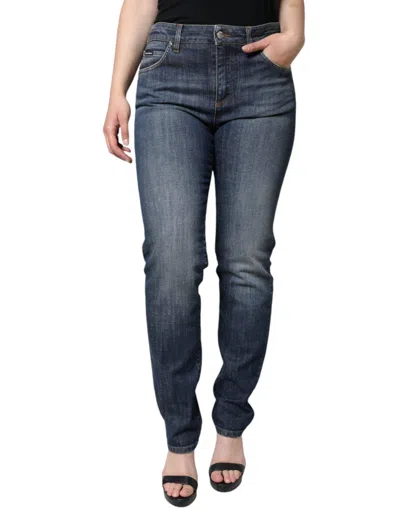 Dolce & Gabbana Dark Blue Cotton Stretch Skinny Denim Jeans In Blue