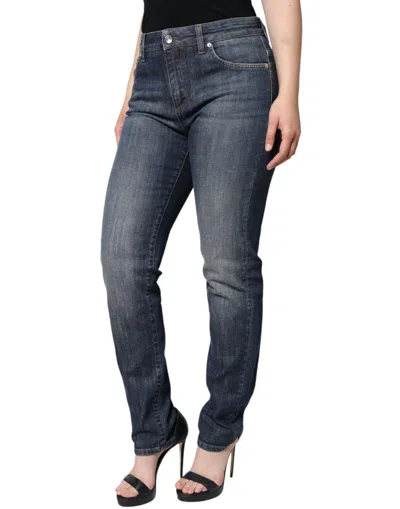Dolce & Gabbana Dark Blue Cotton Stretch Skinny Denim Jeans In Blue