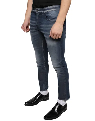 Dolce & Gabbana Dark Blue Washed Cotton Skinny Denim Men's Jeans In Blue