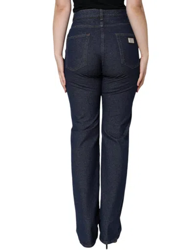 Dolce & Gabbana Dark Blue Cotton Stretch Straight Denim Jeans In Blue