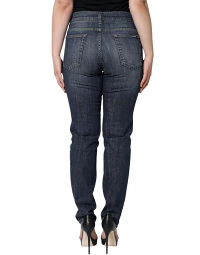 Dolce & Gabbana Dark Blue Cotton Stretch Skinny Denim Jeans In Blue