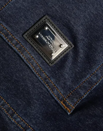 Dolce & Gabbana Dark Blue Cotton Stretch Straight Denim Jeans In Blue