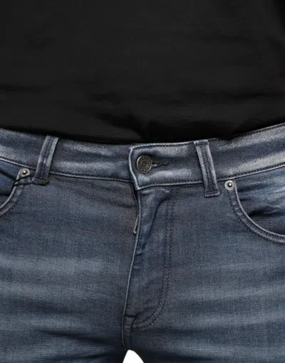 Dolce & Gabbana Dark Blue Washed Cotton Skinny Denim Men's Jeans In Blue