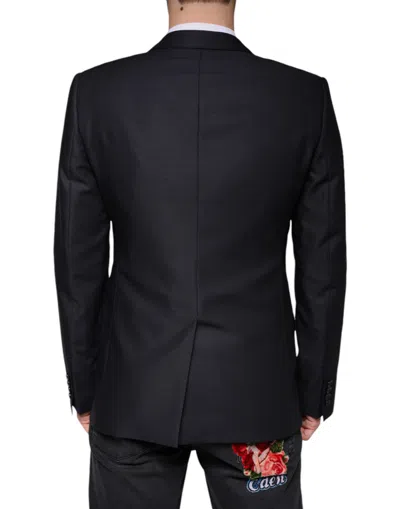 Dolce & Gabbana Dark Blue Wool Single Breasted Dress Coat Men's Blazer In Blue