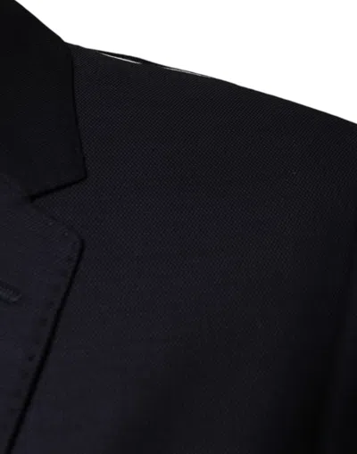 Dolce & Gabbana Dark Blue Wool Single Breasted Dress Coat Men's Blazer In Blue