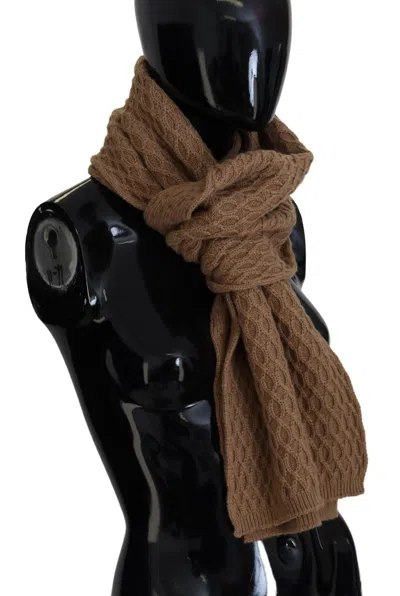 Dolce & Gabbana Dark Brown Wrap Shawl Knitted Camel Scarf In Brown