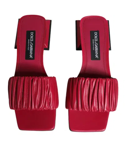Pre-owned Dolce & Gabbana Fuchsia Leather Slides Flats Sandals Women's Shoes ()