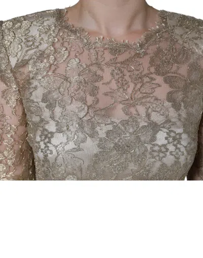Dolce & Gabbana Gold Floral Lace A-line Sheath Mini Dress In Gold