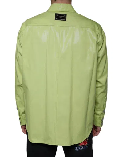 Dolce & Gabbana Green Cotton Collared Casual Button Down Shirt In Green