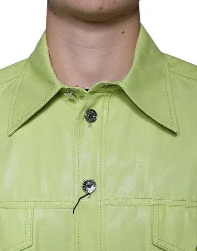 Dolce & Gabbana Green Cotton Collared Casual Button Down Shirt In Green