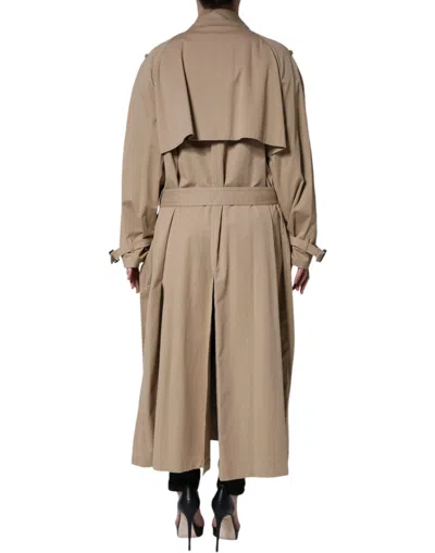 Shop Dolce & Gabbana Khaki Double Breasted Trench Coat Women's Jacket