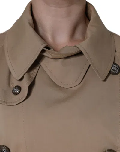Dolce & Gabbana Khaki Double Breasted Trench Coat Jacket In Khaki