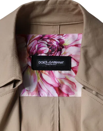 Dolce & Gabbana Khaki Double Breasted Trench Coat Jacket In Khaki