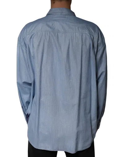 Dolce & Gabbana Light Blue Cotton Button Down Casual Shirt In Light Blue