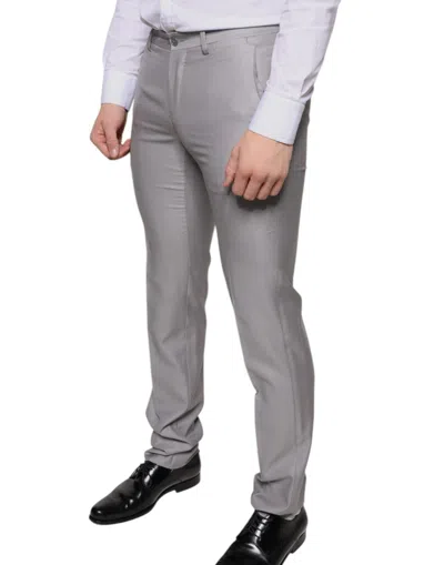 Dolce & Gabbana Light Gray Wool Dress Men's Pants In Gray