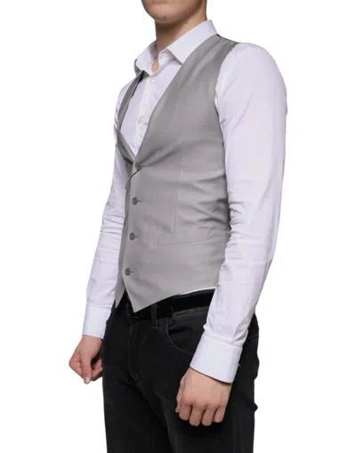 Dolce & Gabbana Light Gray Wool Formal Dress Waistcoat Vest In Gray