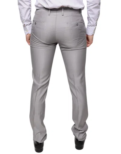 Dolce & Gabbana Light Gray Wool Dress Men's Pants In Gray