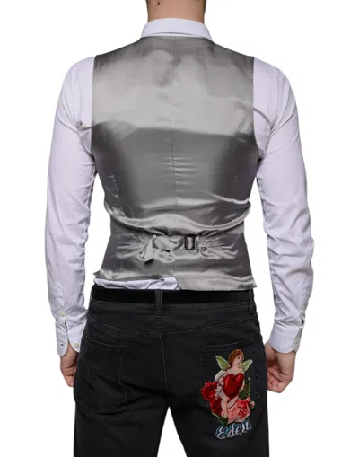 Dolce & Gabbana Light Gray Wool Formal Dress Waistcoat Vest In Gray