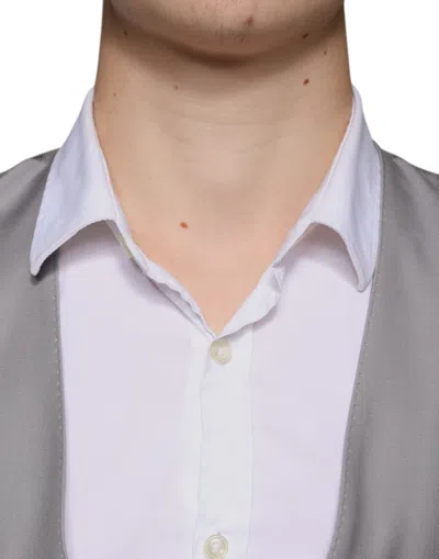 Dolce & Gabbana Light Gray Wool Formal Dress Waistcoat Vest In Gray