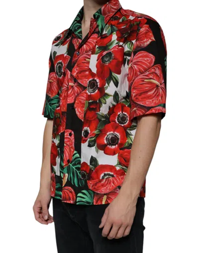 Dolce & Gabbana Multicolor Anemone Button Down Casual Shirt In Multicolor