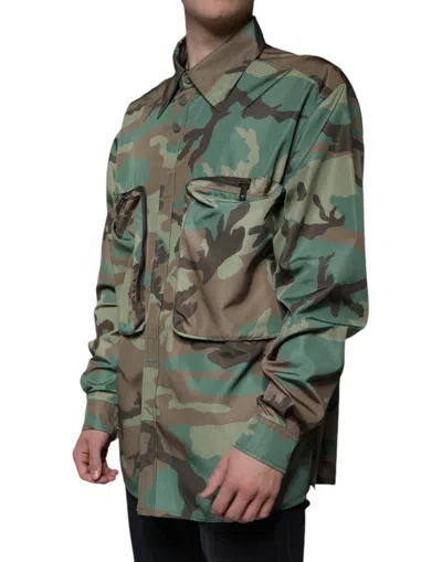 Pre-owned Dolce & Gabbana Multicolor Camouflage Button Down Men's Shirt ()