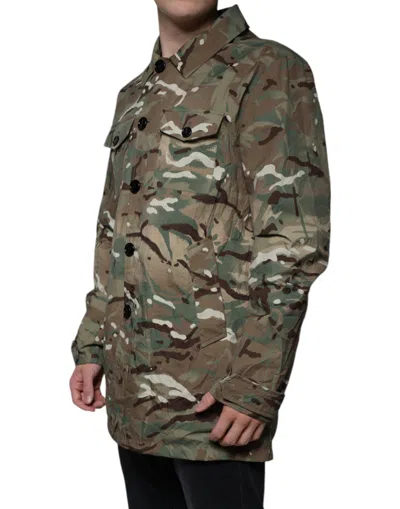 Pre-owned Dolce & Gabbana Multicolor Camouflage Collared Coat Men's Jacket ()