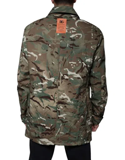 Pre-owned Dolce & Gabbana Multicolor Camouflage Collared Coat Men's Jacket ()