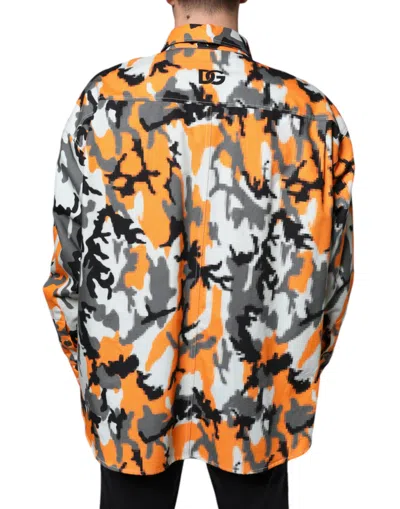 Dolce & Gabbana Multicolor Camouflage Cotton Denim Collared Jacket In Multicolor