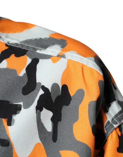 Dolce & Gabbana Multicolor Camouflage Cotton Denim Collared Jacket In Multicolor