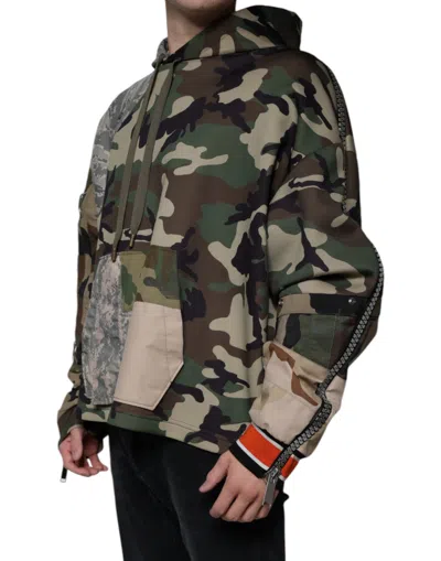 Dolce & Gabbana Multicolor Camouflage Hooded Sweatshirt Sweater In Multicolor