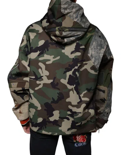 Dolce & Gabbana Multicolor Camouflage Hooded Sweatshirt Sweater In Multicolor