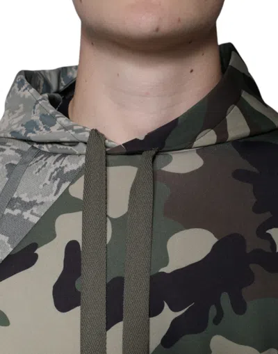 Dolce & Gabbana Multicolor Camouflage Hooded Sweatshirt Sweater In Multicolor