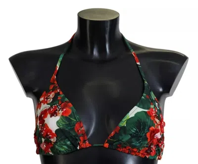Dolce & Gabbana Multicolor Geranium Halter Beachwear Bikini Women's Top In Multicolor