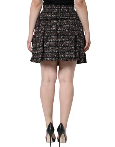 Dolce & Gabbana Multicolor High Waist Tartan Tweed A-line Mini Skirt In Multicolor