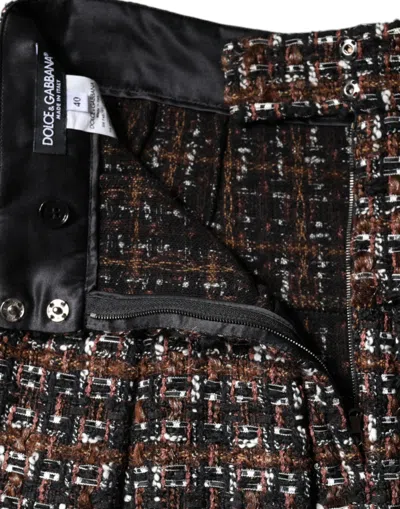 Dolce & Gabbana Multicolor High Waist Tartan Tweed A-line Mini Skirt In Multicolor